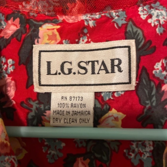 50s Vintage Red Floral Dress - Picture 3 of 3